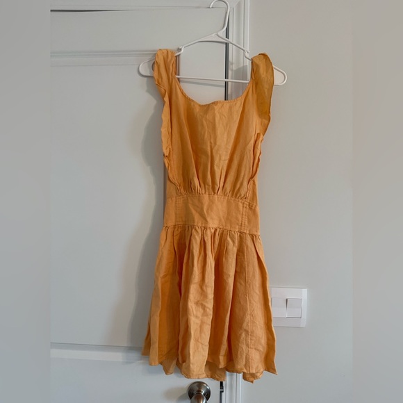 Free People Mustard Ruffle Mini Dress - Picture 3 of 6